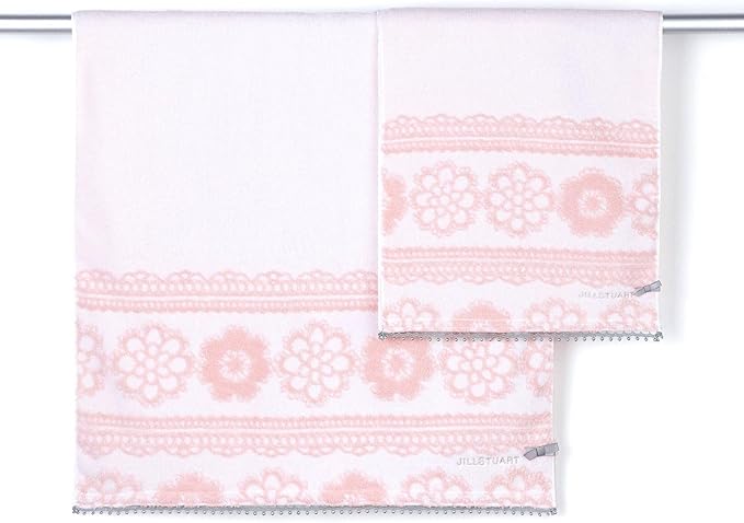 JILLSTUART Dainty Lace Face Towel, Fluffy, Cute, Lace, Ribbon, Elegant, Floral Print, White, 58-1512130, Approx. 13.4 x 31.5 inches (34 x 80 cm)