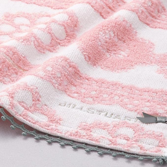 JILLSTUART Dainty Lace Face Towel, Fluffy, Cute, Lace, Ribbon, Elegant, Floral Print, White, 58-1512130, Approx. 13.4 x 31.5 inches (34 x 80 cm)