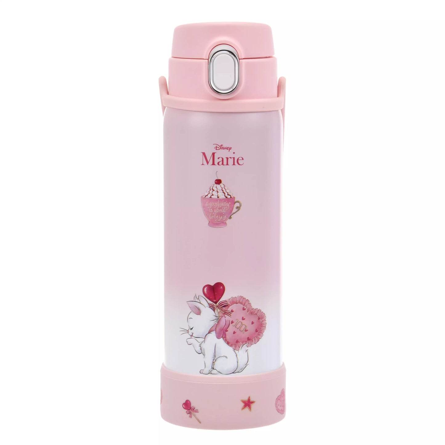 Marie The Aristocats Stainless Steel Bottle with Strap, Gradient Design, Drinkware