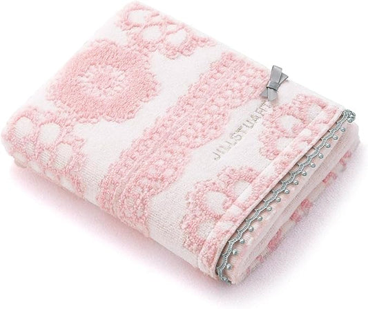 JILLSTUART Dainty Lace Face Towel, Fluffy, Cute, Lace, Ribbon, Elegant, Floral Print, White, 58-1512130, Approx. 13.4 x 31.5 inches (34 x 80 cm)