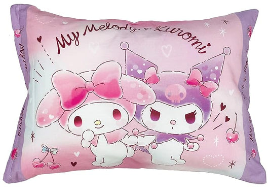 Sanrio Children's Pillow (My Melody Kuromi Junior Pillow) Stuffed Toy Cushion Approx. 40x30x10cm Pink 100% Cotton Washable Comes with Cover Cute Low Small Soft Sanrio Character Pillow Morishita