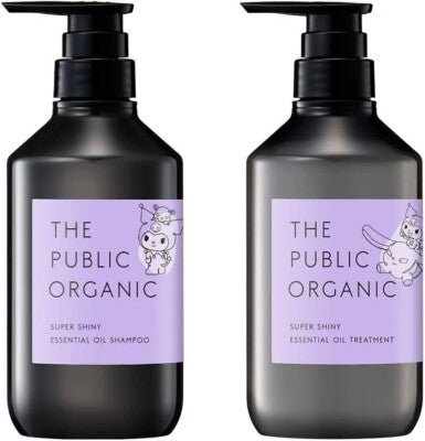 Sanrio Character Collaboration The Public Organic Shampoo & Treatment Trial Capacity Set [Super Shiny] Glossy, Moisturizing Kuromi