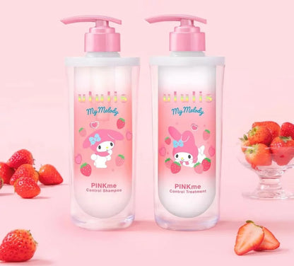 Ullis My Melody Pink Me Control Pair Set, 11.2 fl oz (340 ml), Treatment, 11.2 oz (335 g), Various Travel Kit Included, Strawberry Milk Tea Scent